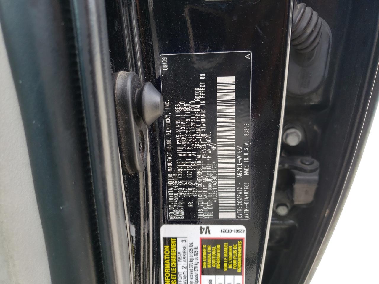 2009 Toyota Venza VIN: 4T3ZE11AX9U015734 Lot: 58747944