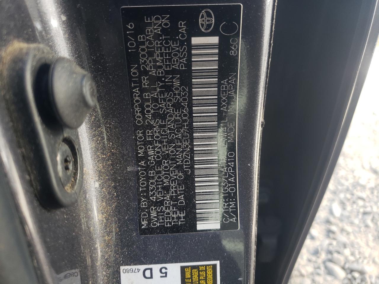 2017 Toyota Prius V VIN: JTDZN3EU7HJ064032 Lot: 60805494