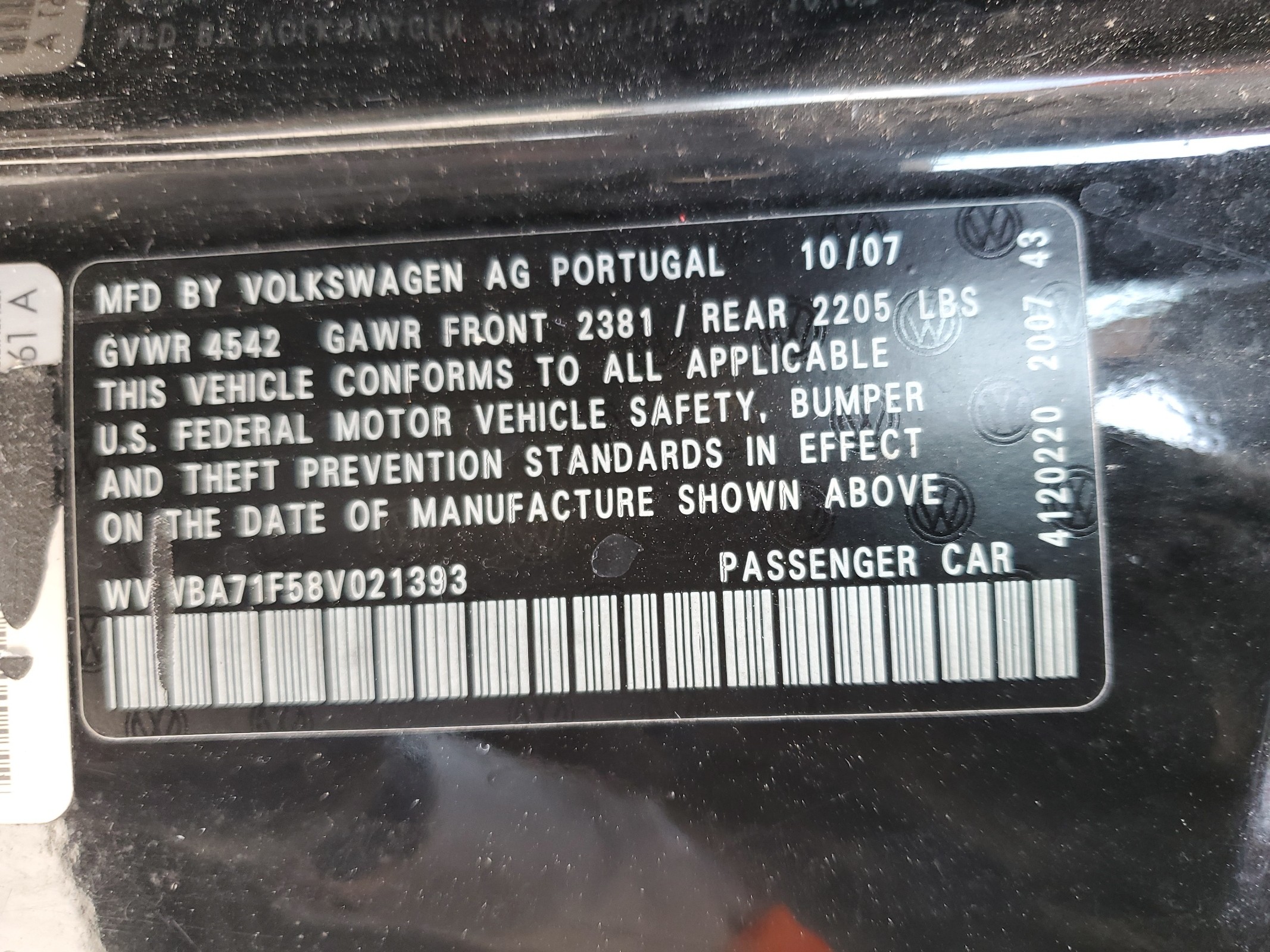 WVWBA71F58V021393 2008 Volkswagen Eos Turbo