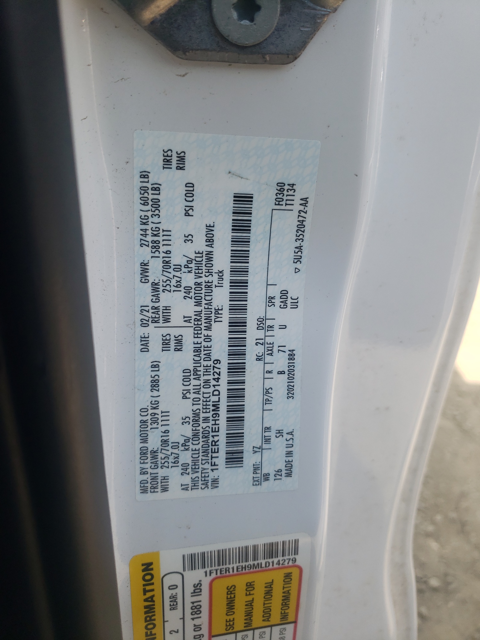 1FTER1EH9MLD14279 2021 Ford Ranger Xl