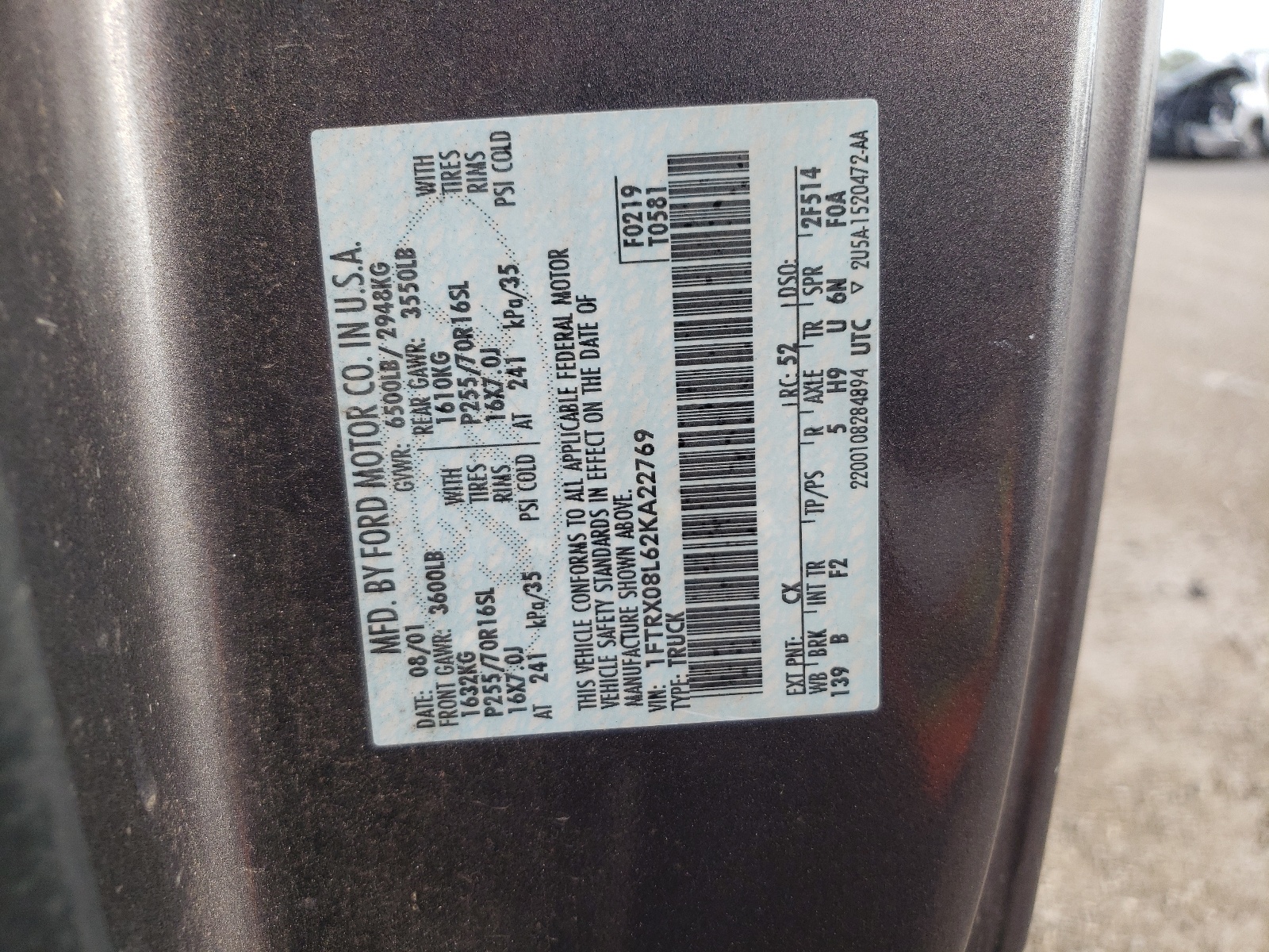 1FTRX08L62KA22769 2002 Ford F150