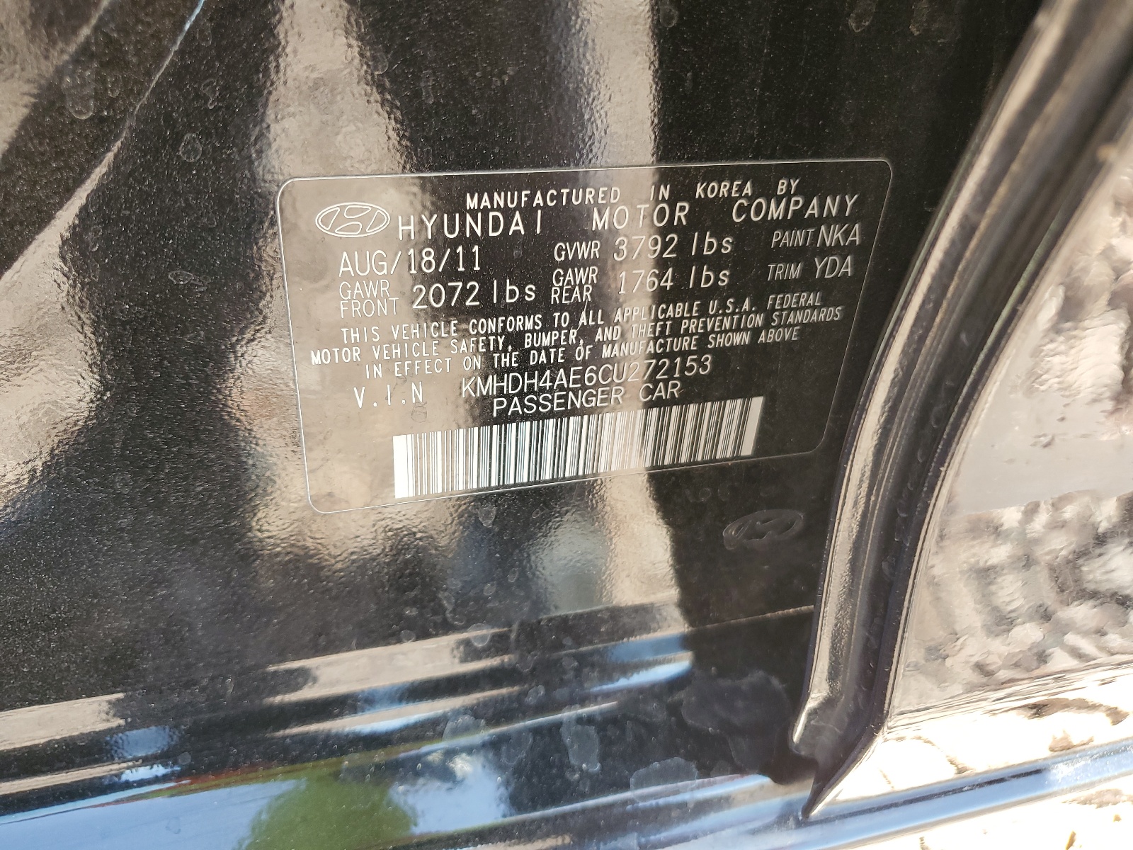 KMHDH4AE6CU272153 2012 Hyundai Elantra Gls