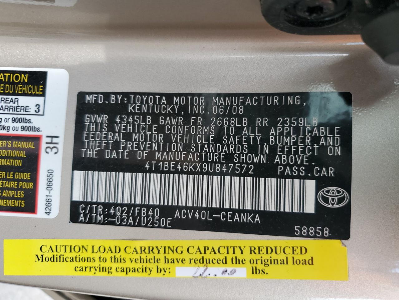 4T1BE46KX9U847572 2009 Toyota Camry Base