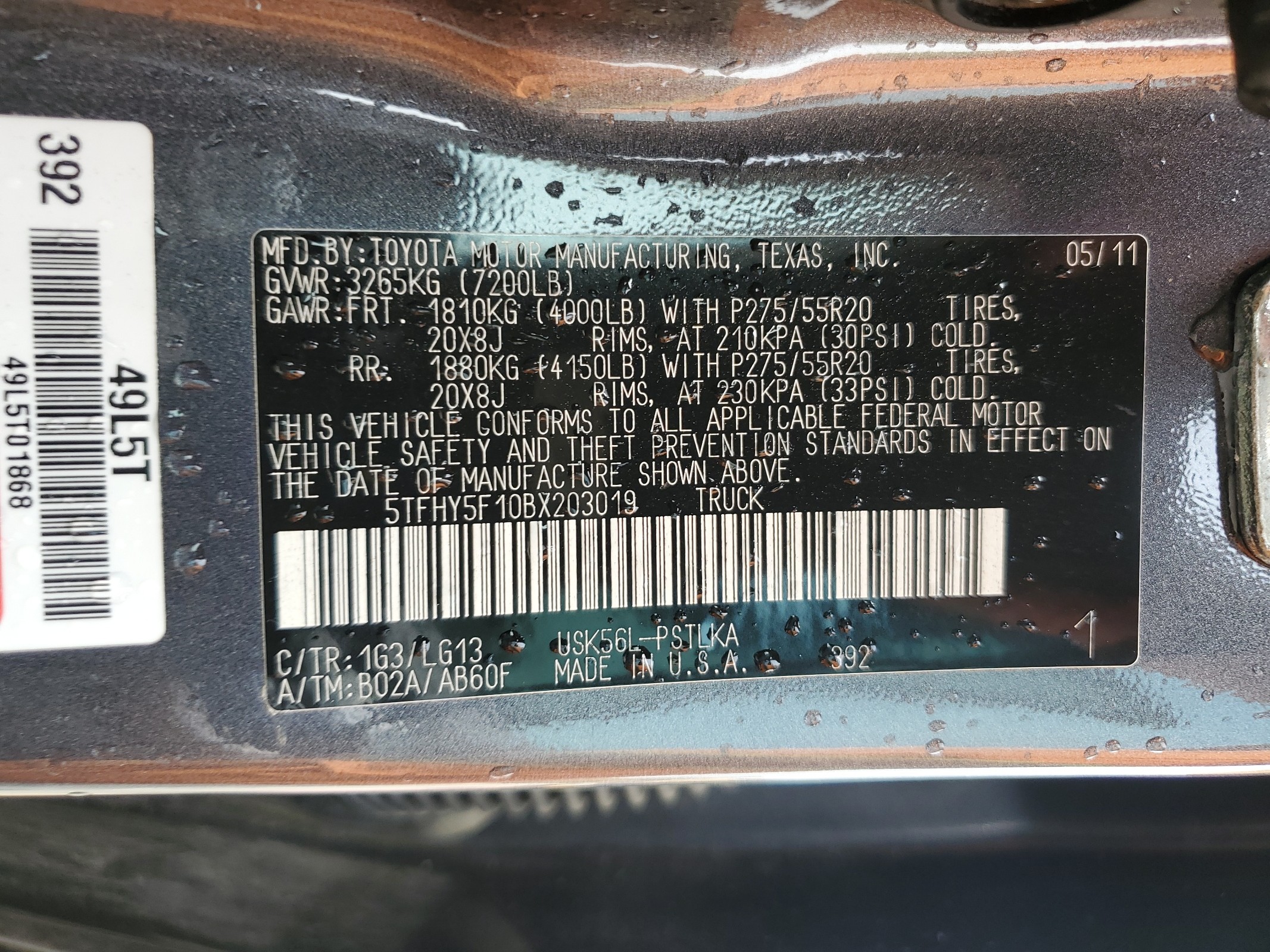 5TFHY5F10BX203019 2011 Toyota Tundra Crewmax Limited