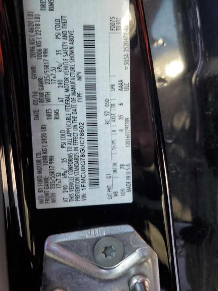 1FMCU0G78GUC78602 2016 Ford Escape Se