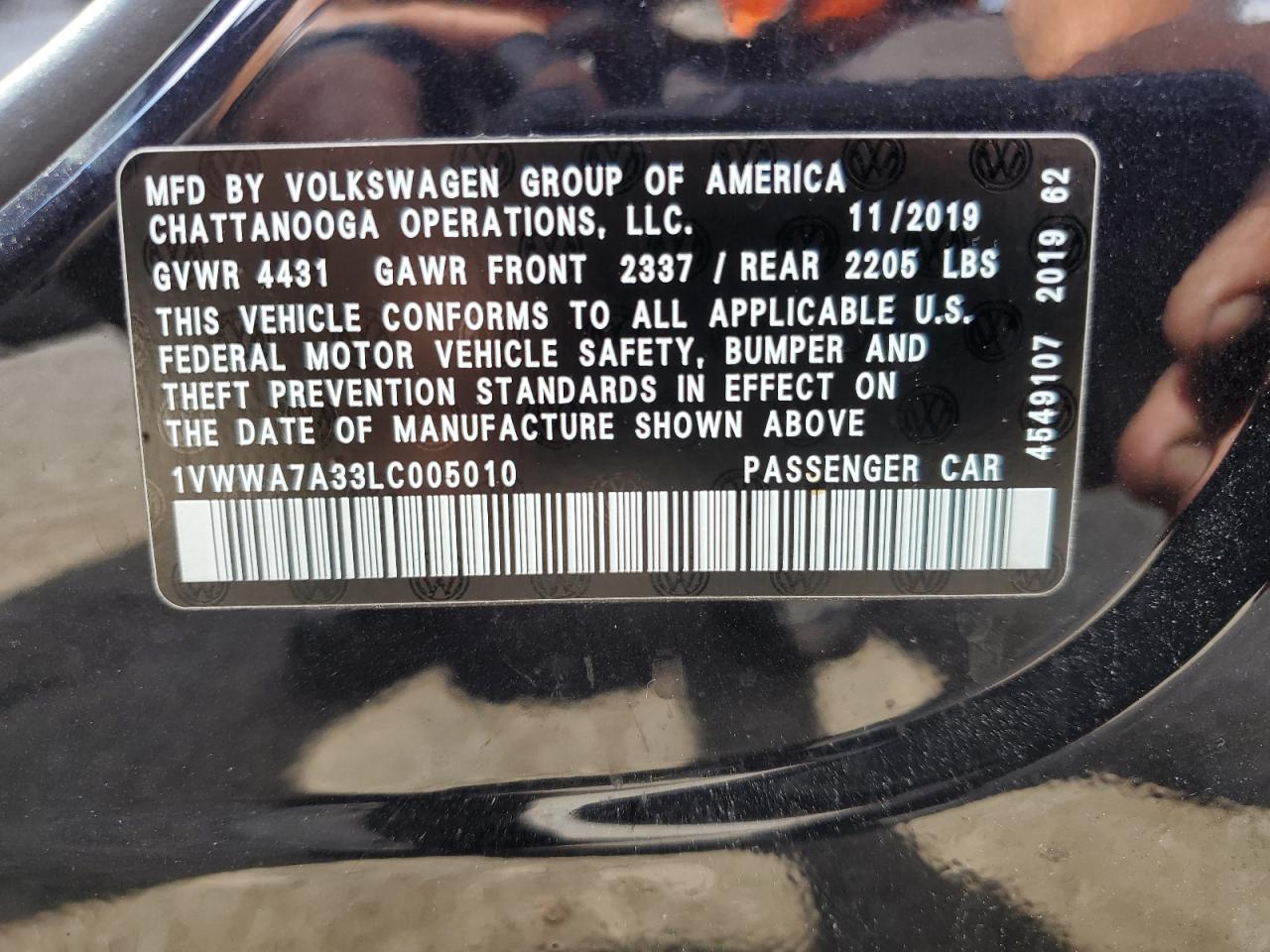 2020 Volkswagen Passat Se VIN: 1VWWA7A33LC005010 Lot: 57324934