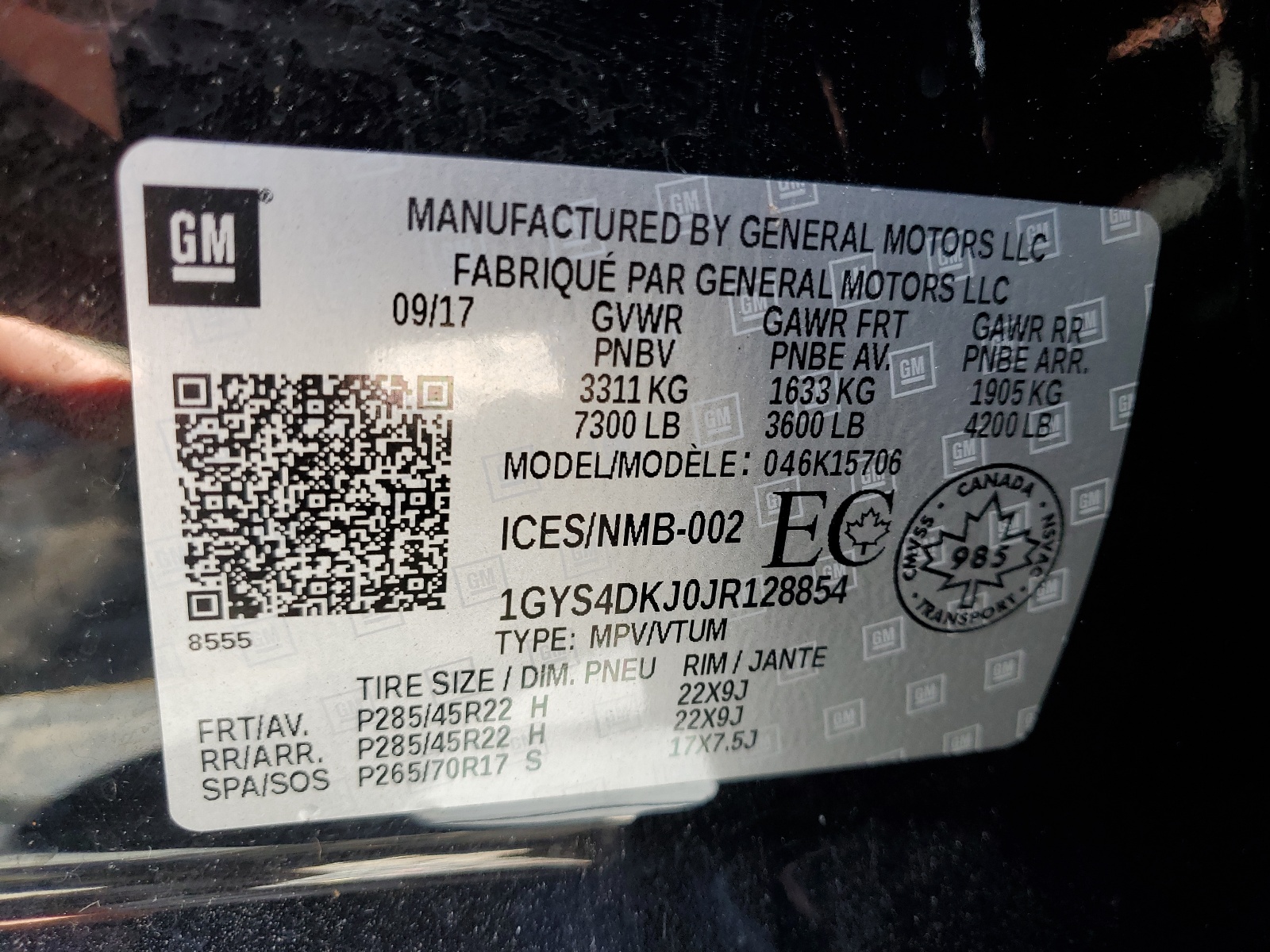 1GYS4DKJ0JR128854 2018 Cadillac Escalade Platinum