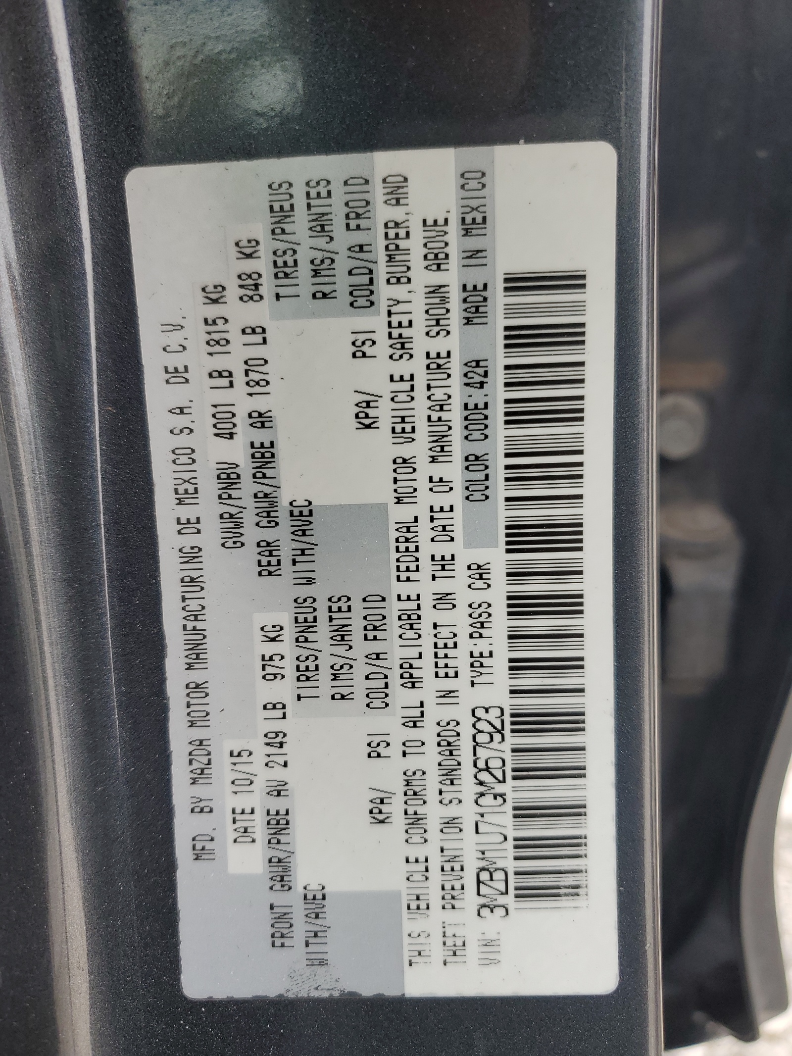 3MZBM1U71GM267923 2016 Mazda 3 Sport