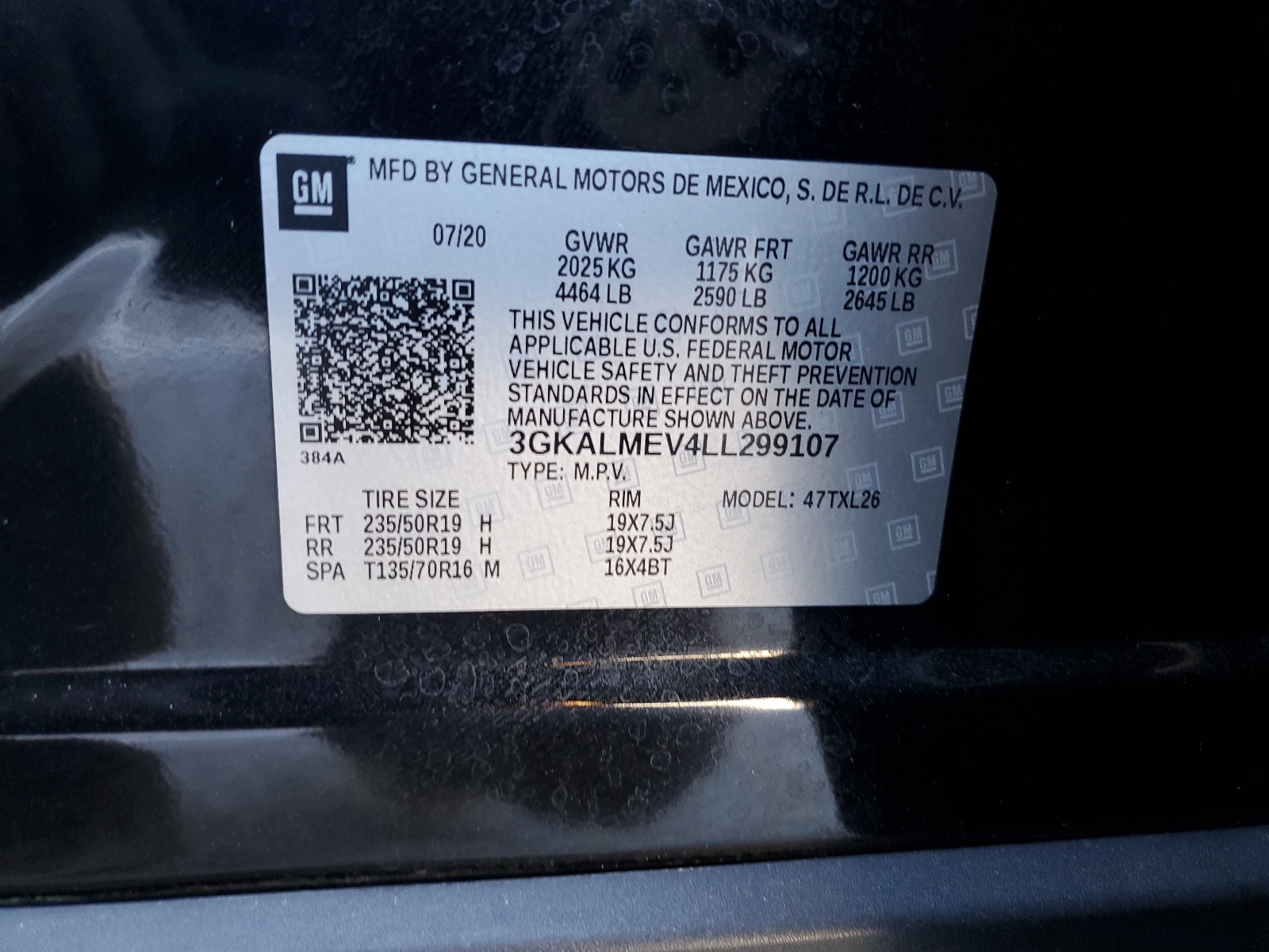 3GKALMEV4LL299107 2020 GMC Terrain Sle