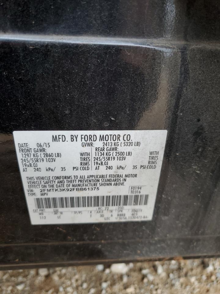 2015 Ford Edge Titanium VIN: 2FMTK3K92FBB61375 Lot: 85808054