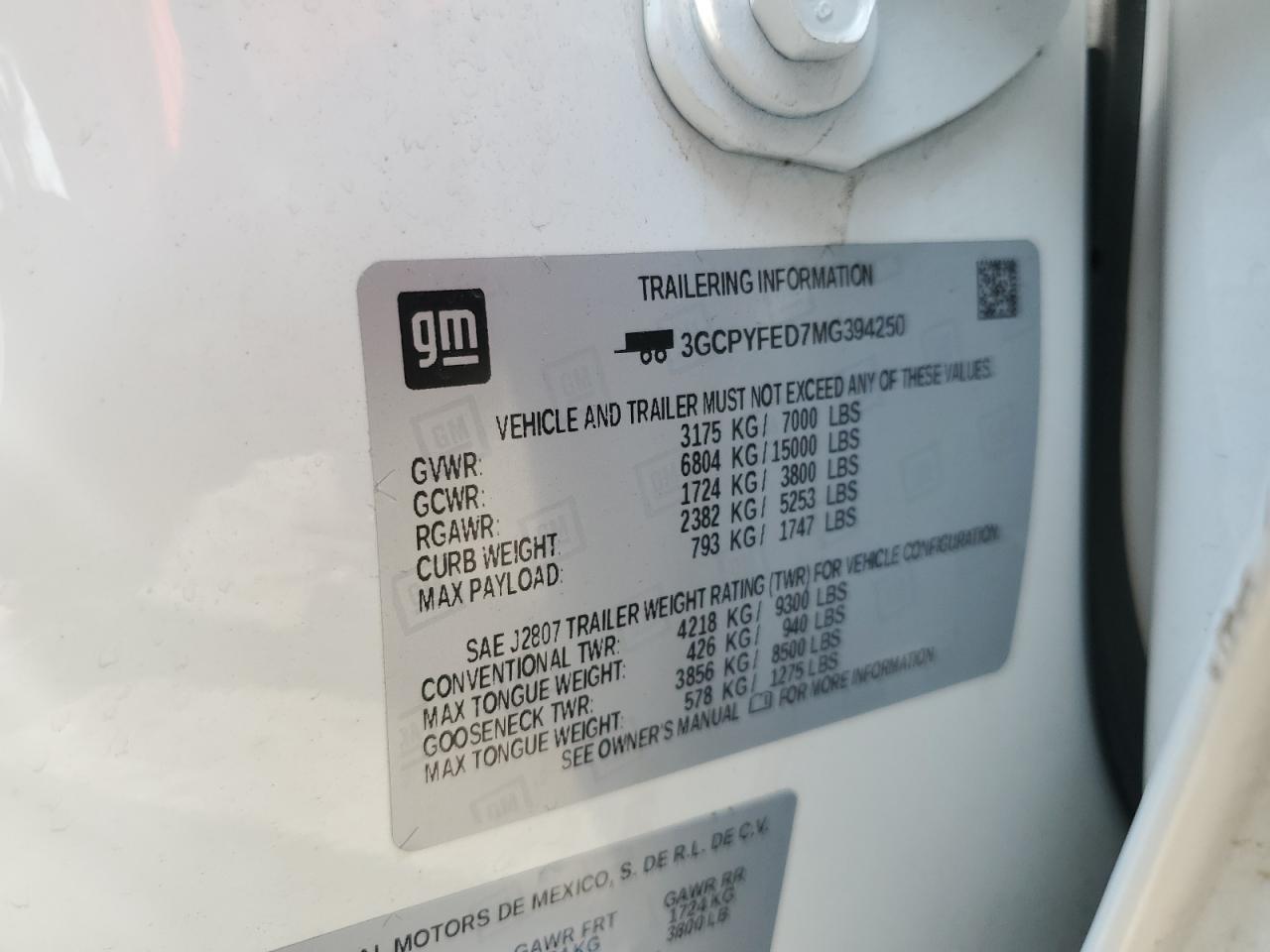 2021 Chevrolet Silverado K1500 Lt Trail Boss VIN: 3GCPYFED7MG394250 Lot: 59269304