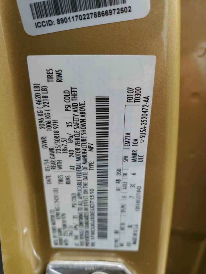 2014 Ford Escape Titanium VIN: 1FMCU0JX0EUD71510 Lot: 57547454