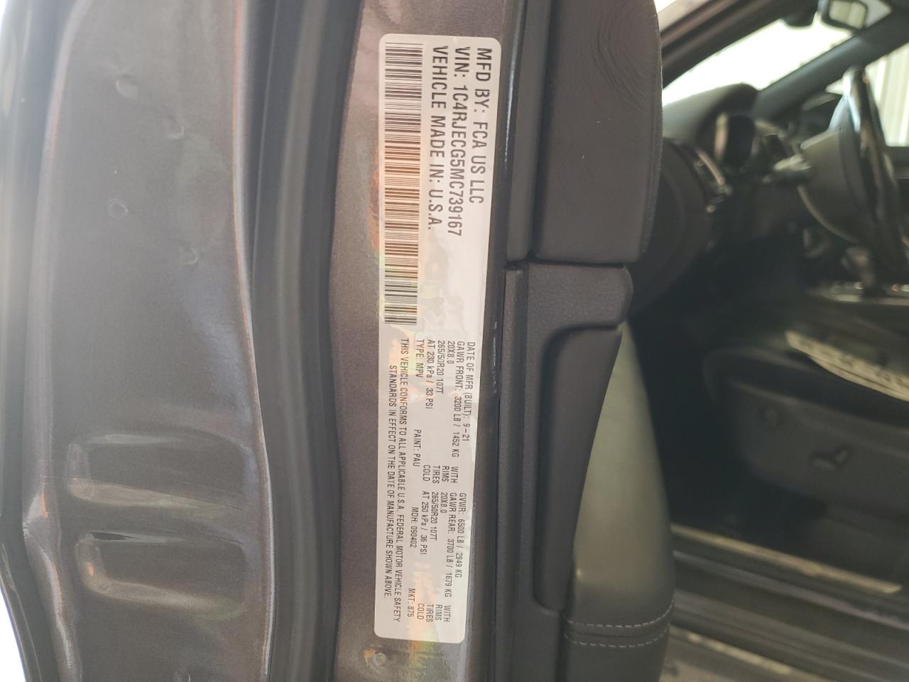 1C4RJECG5MC739167 2021 Jeep Grand Cherokee Overland