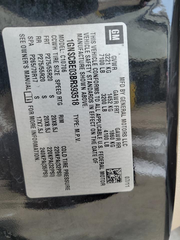 2011 Chevrolet Tahoe C1500 Lt VIN: 1GNSCBE03BR393518 Lot: 57680744