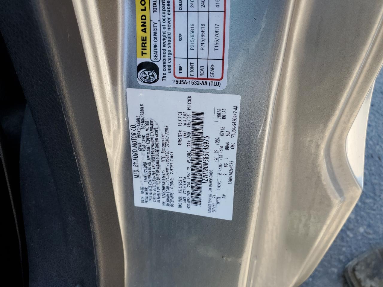 2008 Ford Mustang VIN: 1ZVHT80N585146975 Lot: 60668824