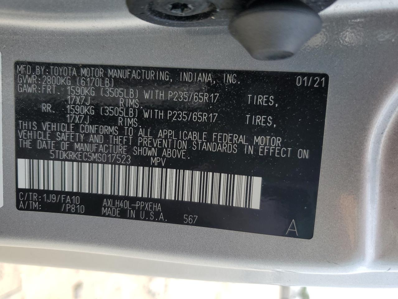 5TDKRKEC5MS017523 2021 TOYOTA SIENNA - Image 15