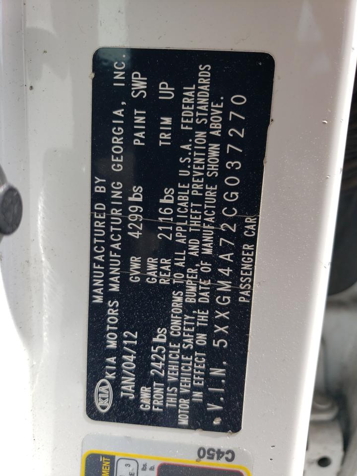 2012 Kia Optima Lx VIN: 5XXGM4A72CG037270 Lot: 60253144