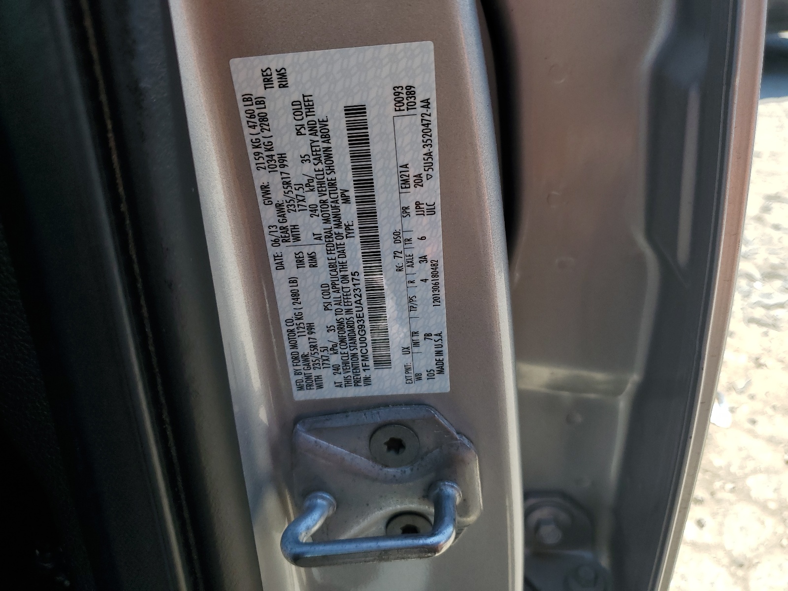 1FMCU0G93EUA23175 2014 Ford Escape Se