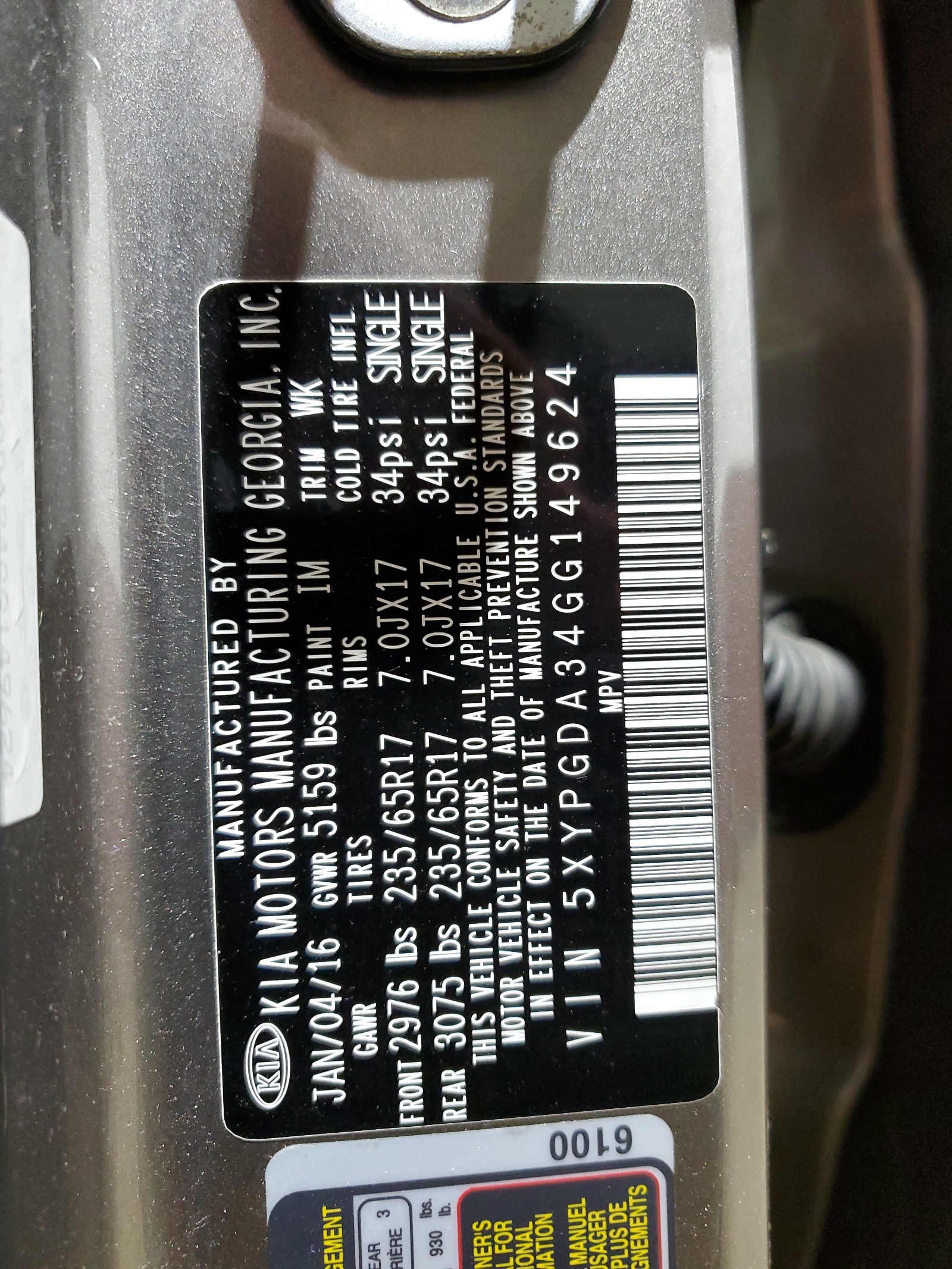 2016 Kia Sorento Lx vin: 5XYPGDA34GG149624