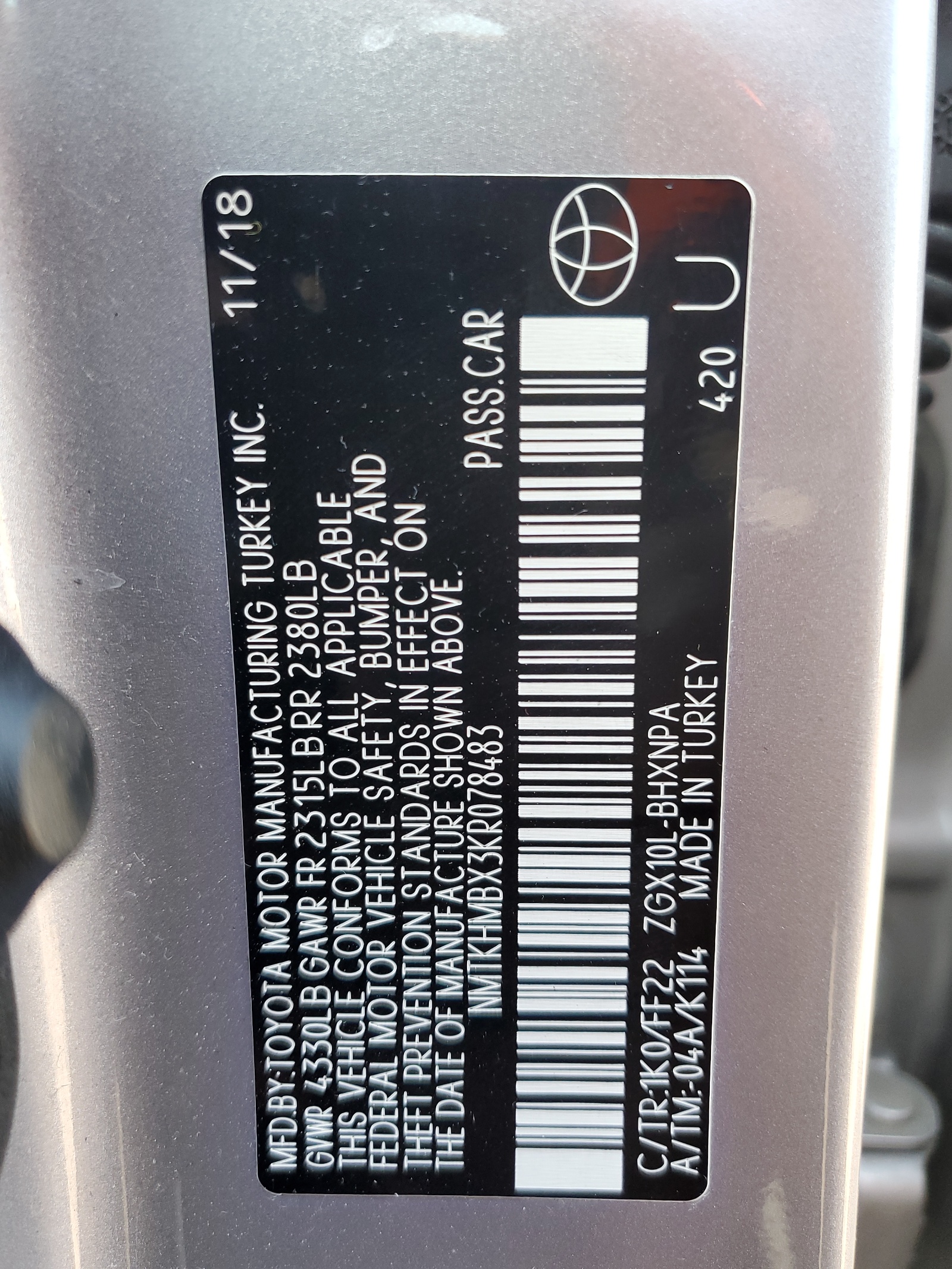 NMTKHMBX3KR078483 2019 Toyota C-Hr Xle