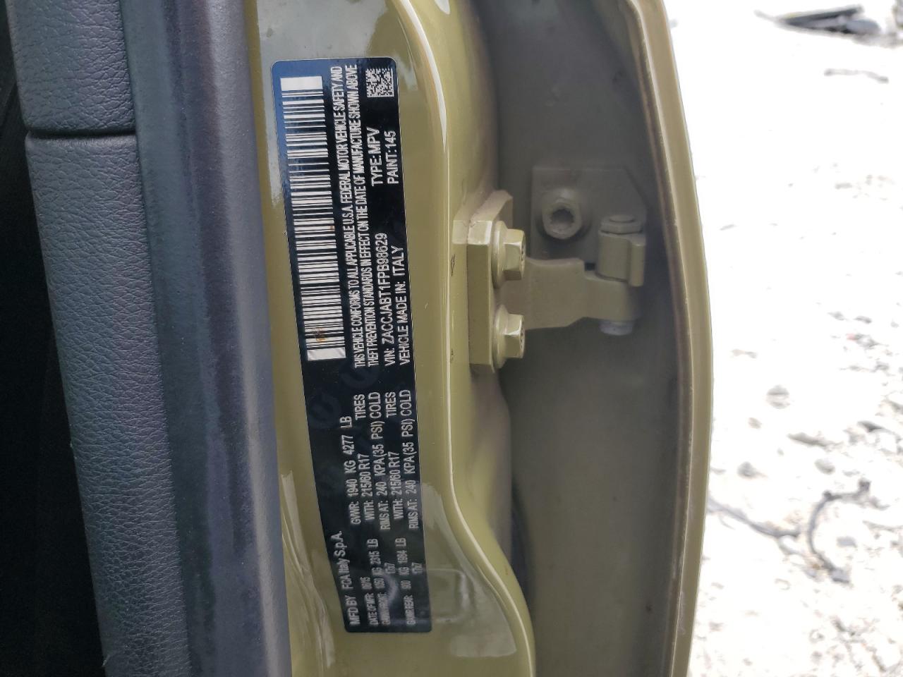 2015 Jeep Renegade Latitude VIN: ZACCJABT1FPB98629 Lot: 57498194