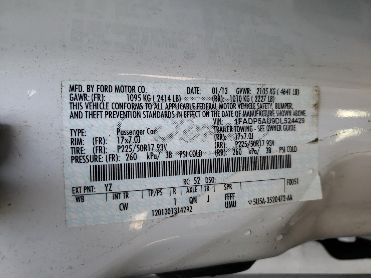 2013 Ford C-Max Se VIN: 1FADP5AU9DL524429 Lot: 61242924