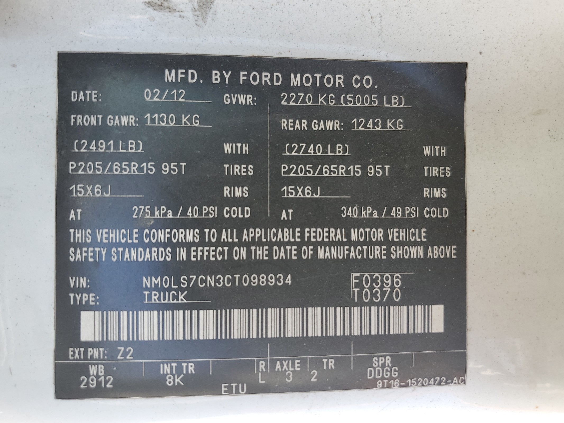 NM0LS7CN3CT098934 2012 Ford Transit Connect Xl