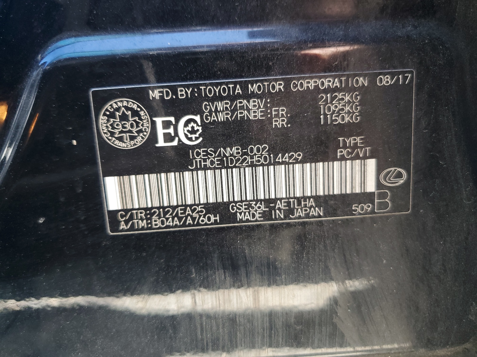 JTHCE1D22H5014429 2017 Lexus Is 350