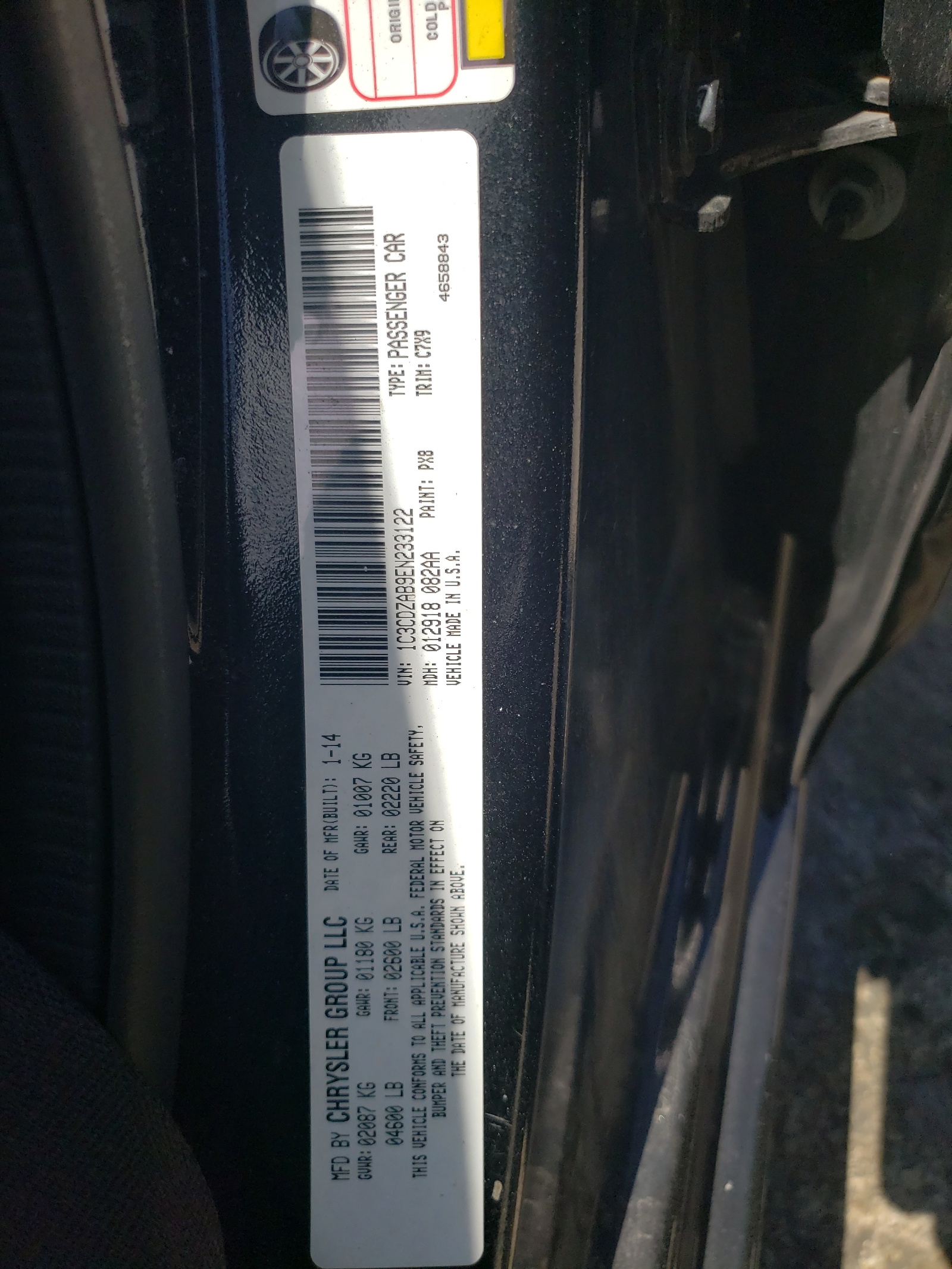 1C3CDZAB9EN233122 2014 Dodge Avenger Se