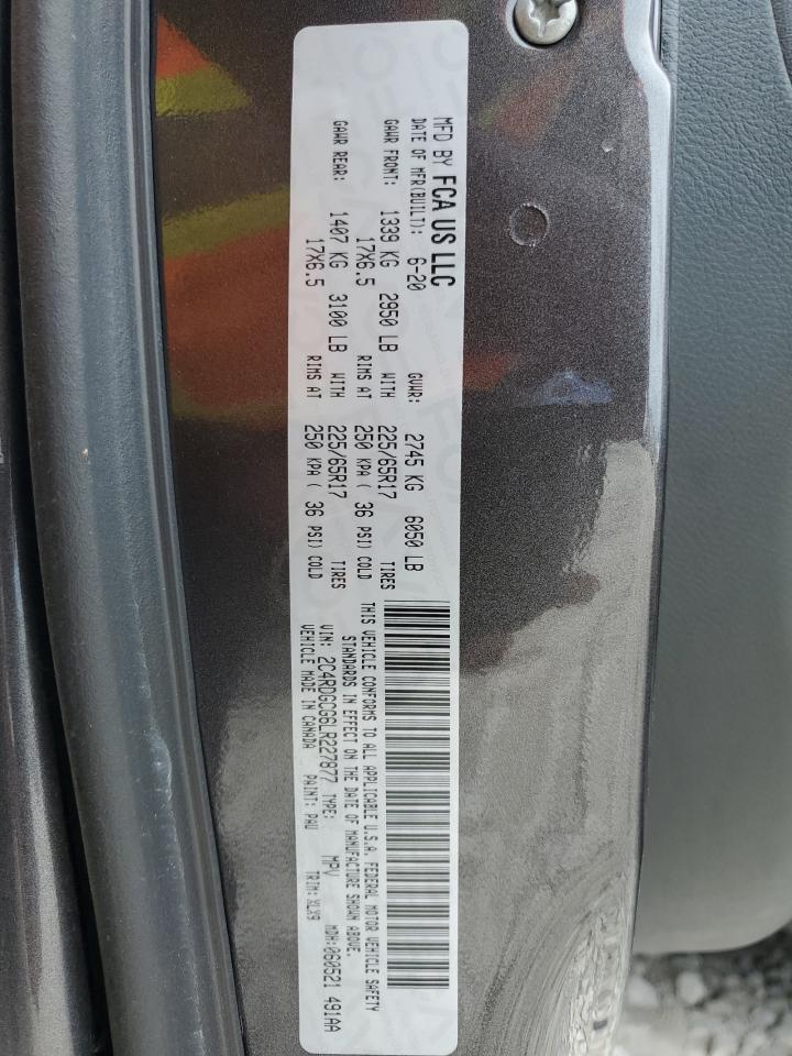 2020 Dodge Grand Caravan Sxt VIN: 2C4RDGCG6LR227877 Lot: 59349954