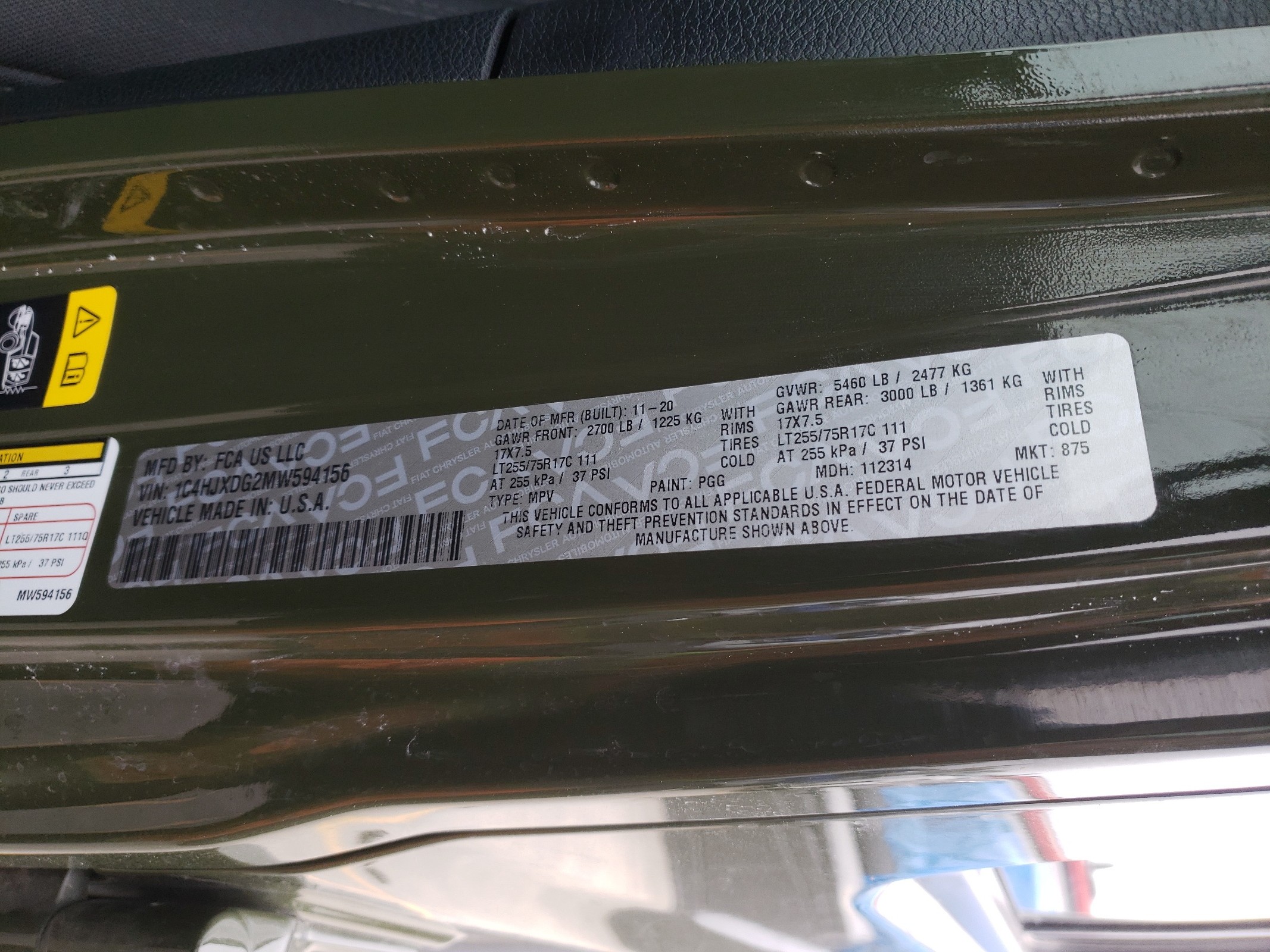 1C4HJXDG2MW594156 2021 Jeep Wrangler Unlimited Sport