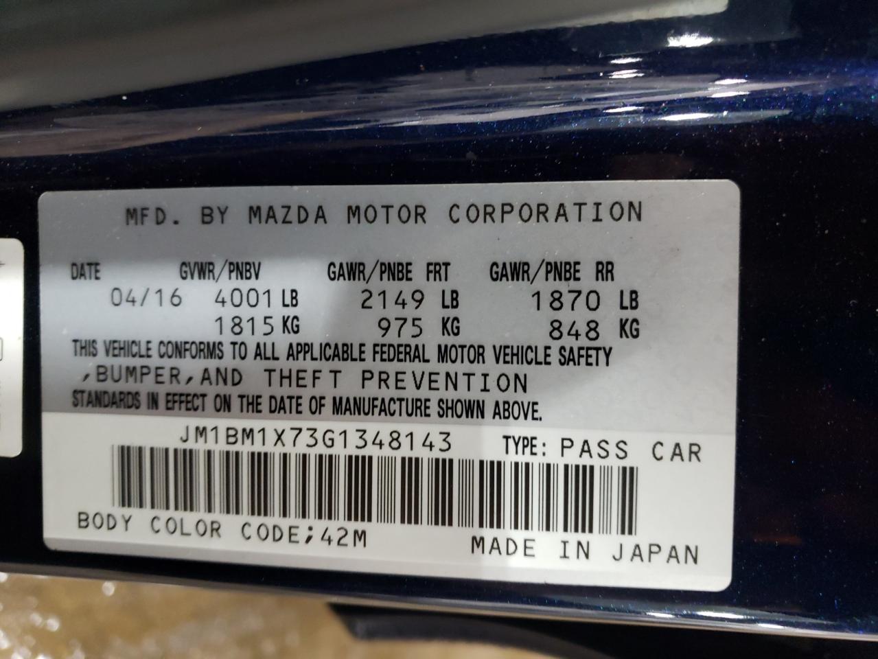 2016 Mazda 3 Grand Touring VIN: JM1BM1X73G1348143 Lot: 59257024