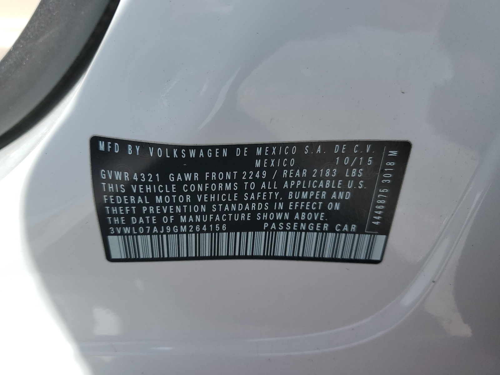 3VWL07AJ9GM264156 2016 Volkswagen Jetta Sel