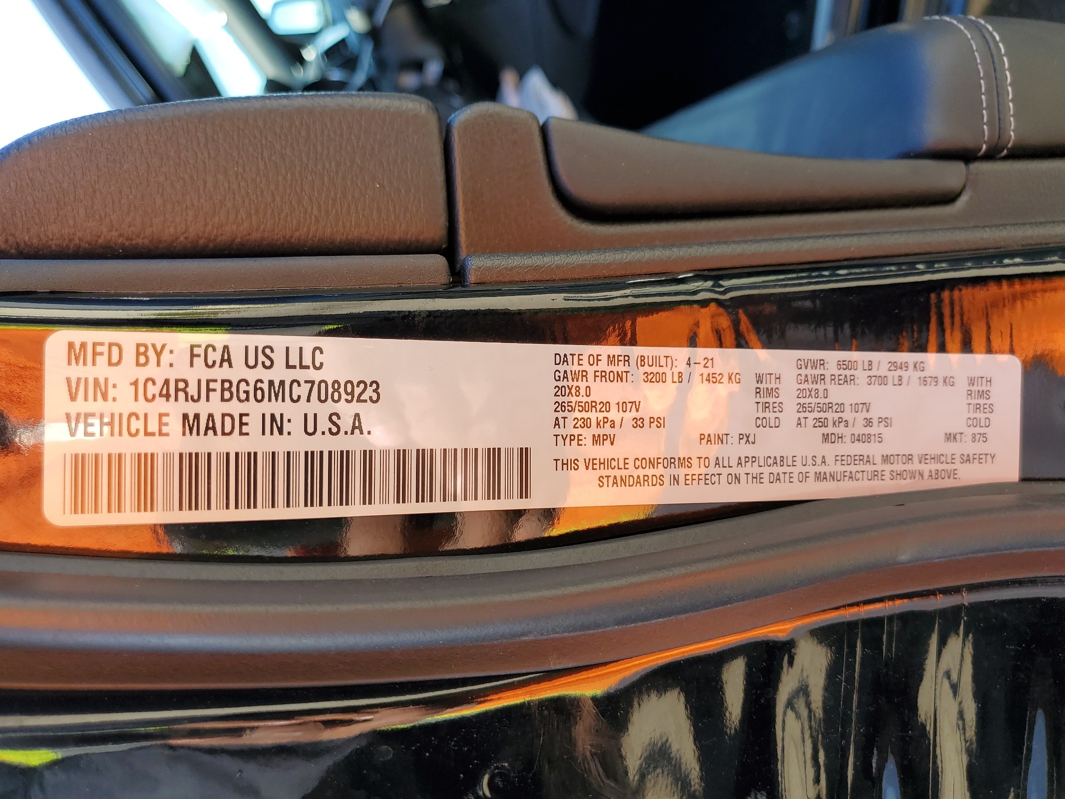 1C4RJFBG6MC708923 2021 Jeep Grand Cherokee Limited