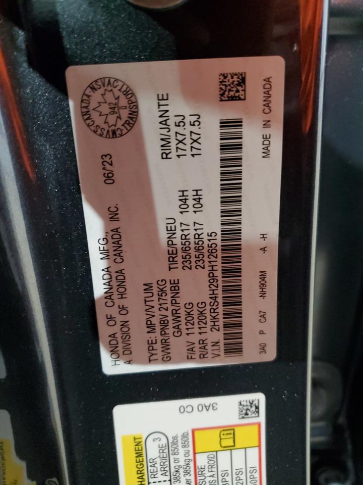 2023 Honda Cr-V Lx VIN: 2HKRS4H29PH126515 Lot: 58707154