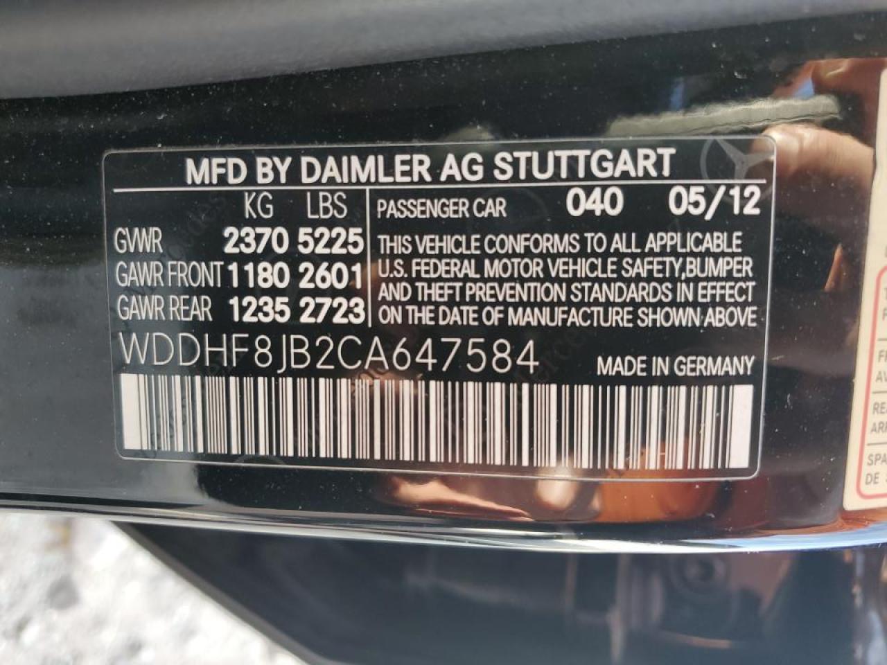 2012 Mercedes-Benz E 350 4Matic VIN: WDDHF8JB2CA647584 Lot: 58407474