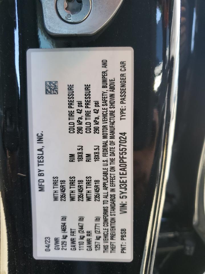 5YJ3E1EA0PF557024 2023 TESLA MODEL 3 - Image 14