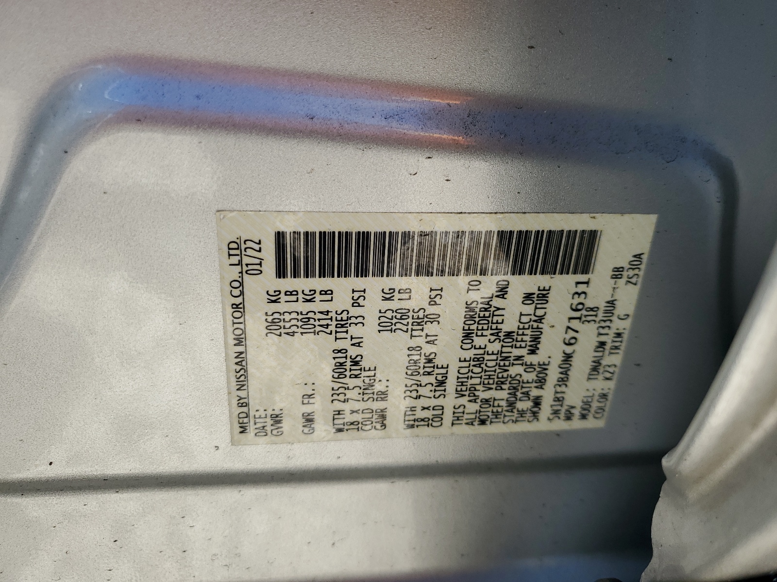 5N1BT3BA0NC671631 2022 Nissan Rogue Sv