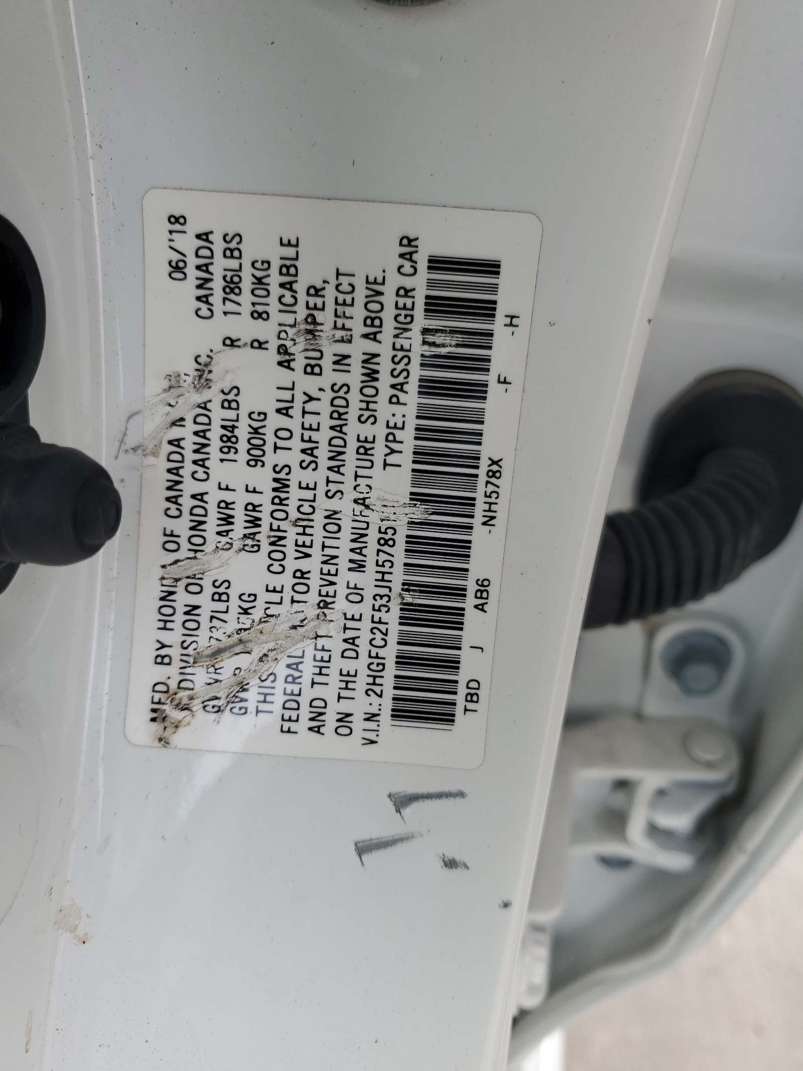 2HGFC2F53JH578513 2018 Honda Civic Lx