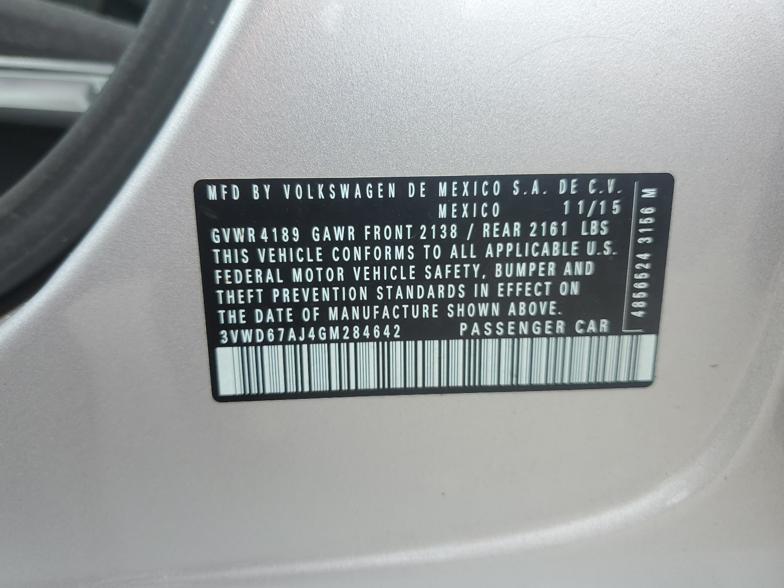 3VWD67AJ4GM284642 2016 Volkswagen Jetta Se