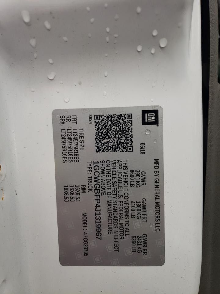 2018 Chevrolet Express G2500 VIN: 1GCWGBFP4J1319967 Lot: 57717104