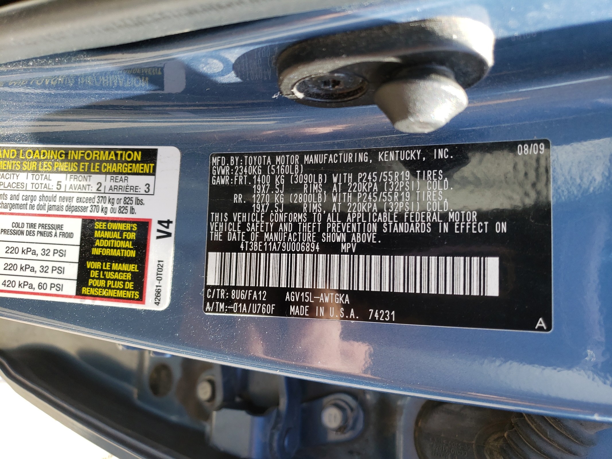 4T3BE11A79U006894 2009 Toyota Venza