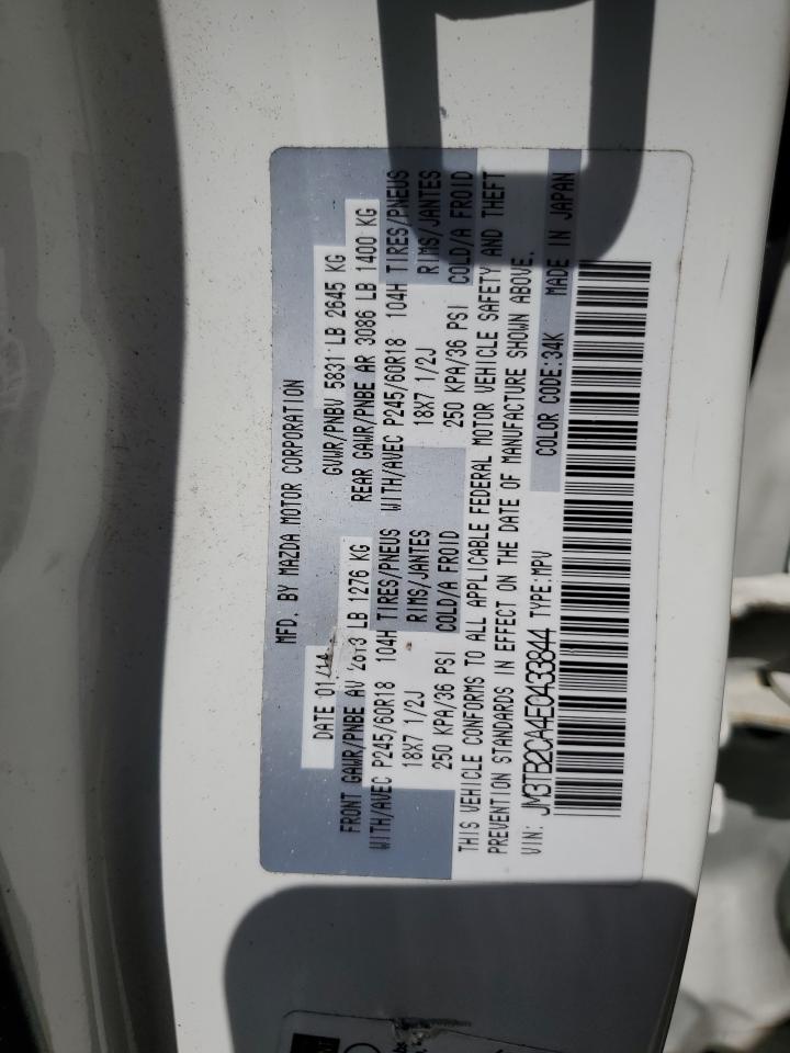 2014 Mazda Cx-9 Touring VIN: JM3TB2CA4E0433844 Lot: 59727784