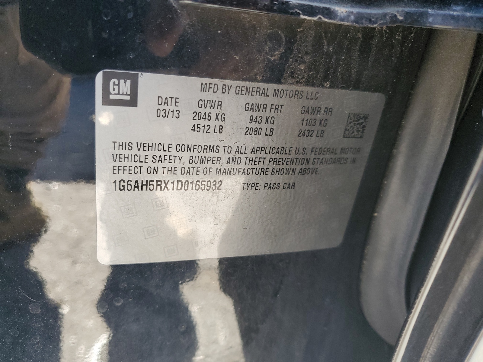 1G6AH5RX1D0165932 2013 Cadillac Ats Luxury