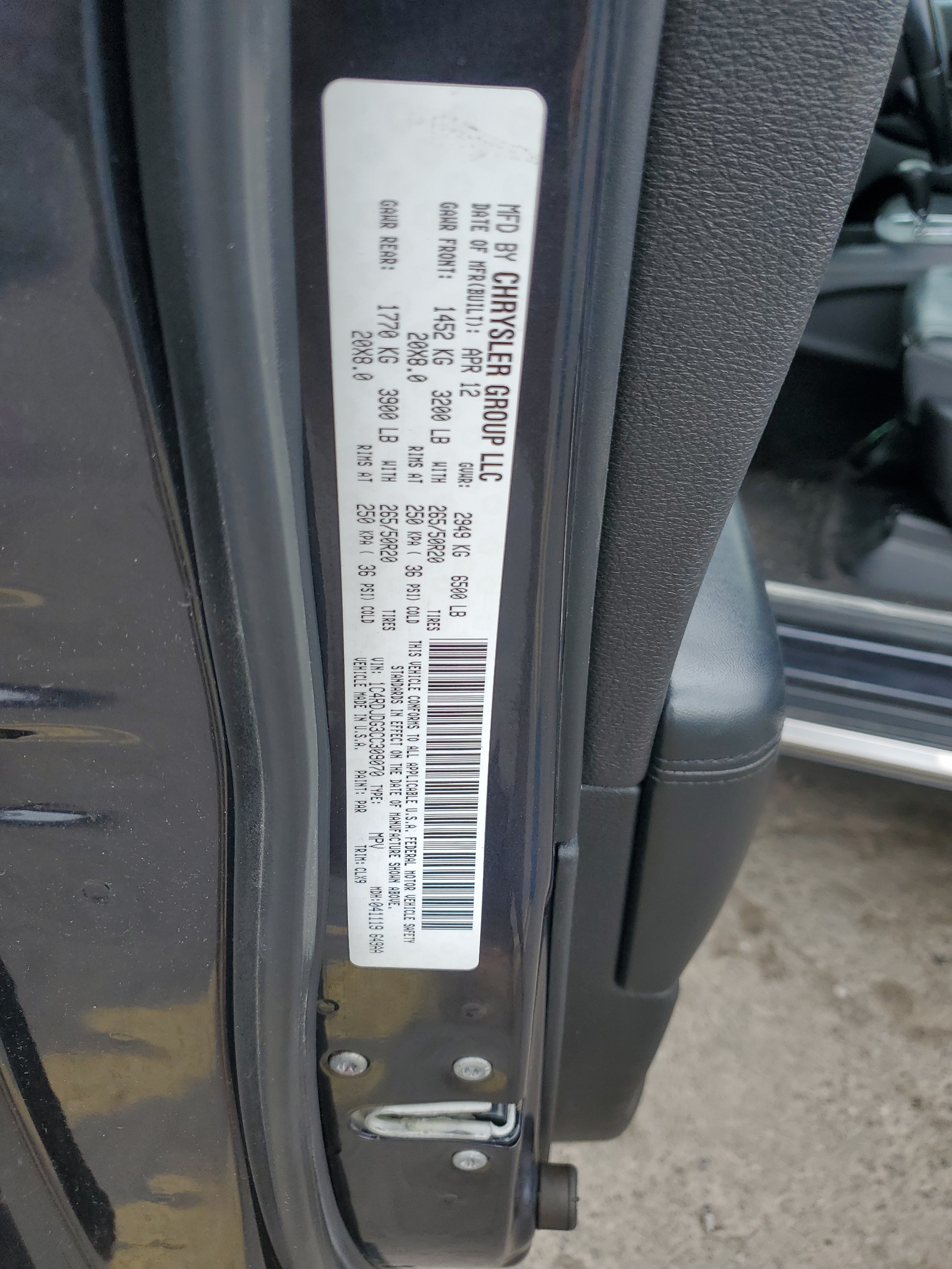 1C4RDJDG3CC309070 2012 Dodge Durango Crew