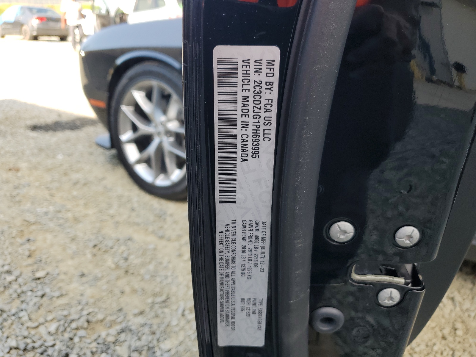 2C3CDZJG1PH693995 2023 Dodge Challenger Gt