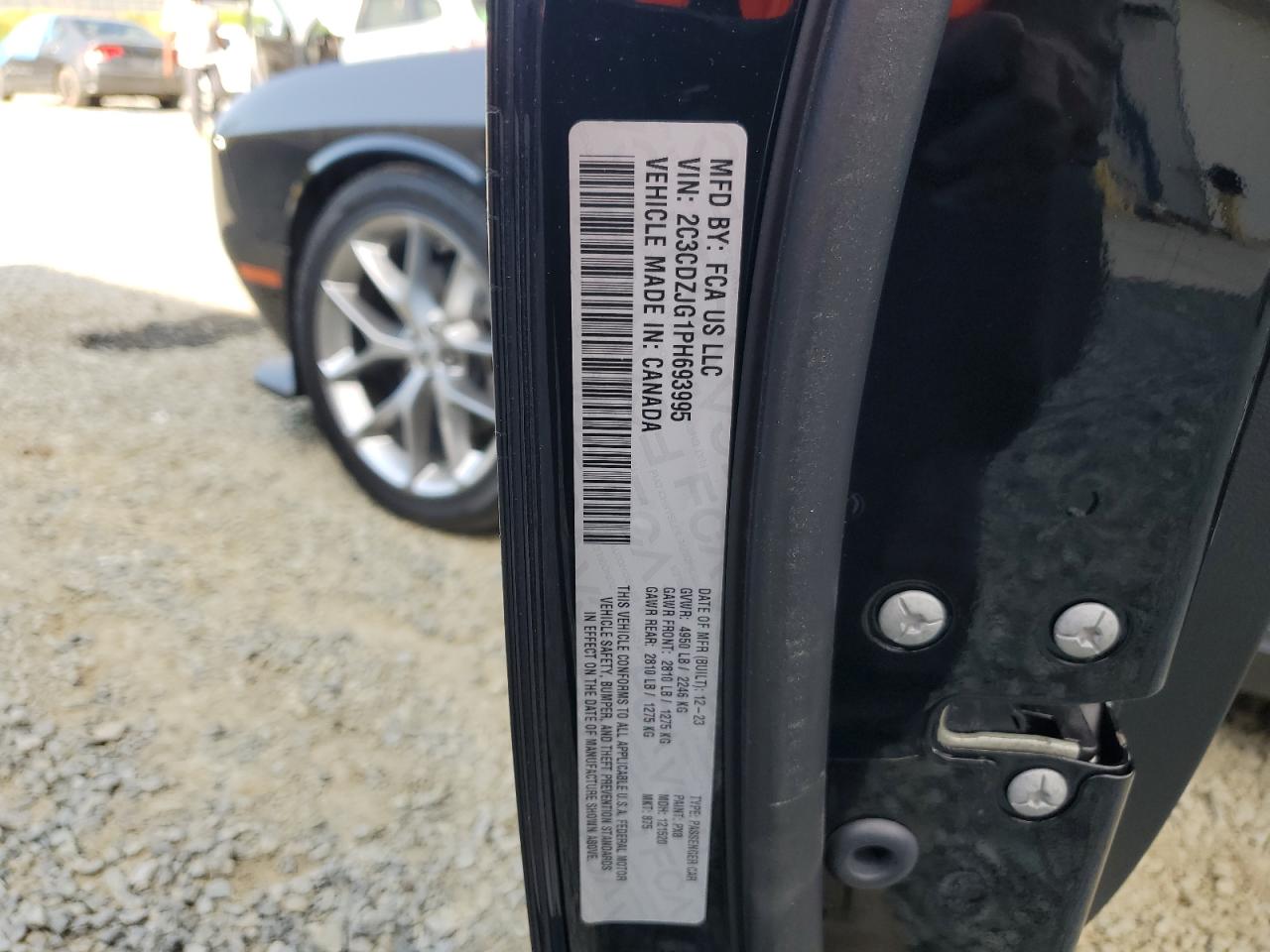 2023 Dodge Challenger Gt VIN: 2C3CDZJG1PH693995 Lot: 58279224