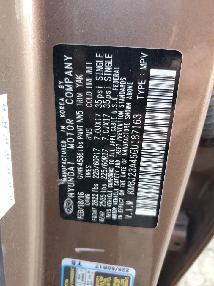 2016 Hyundai Tucson Se VIN: KM8J23A46GU187163 Lot: 60692854