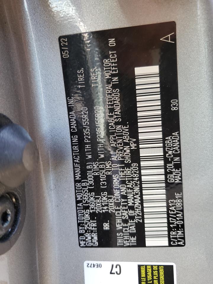 2022 Lexus Rx 350 VIN: 2T2HZMAA3NC248209 Lot: 58090034