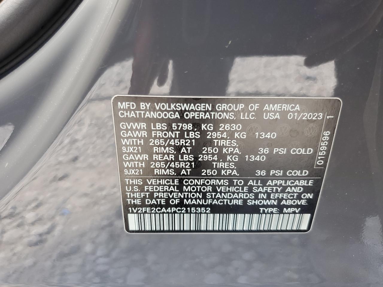 2023 Volkswagen Atlas Cross Sport Sel Premium R-Line VIN: 1V2FE2CA4PC215352 Lot: 59846224